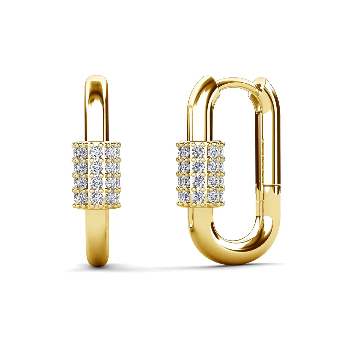 Позлатени обици халки с кристали Сваровски за всеки ден, удобен и лек дизайн