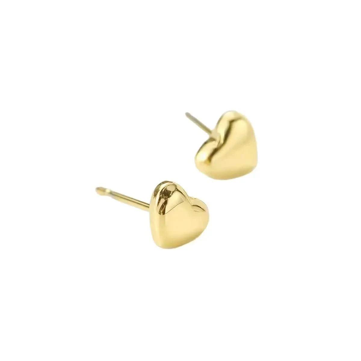 Позлатени мини обици на винт с форма на сърце Сребро 925 – by Crystal Pro Jewellery