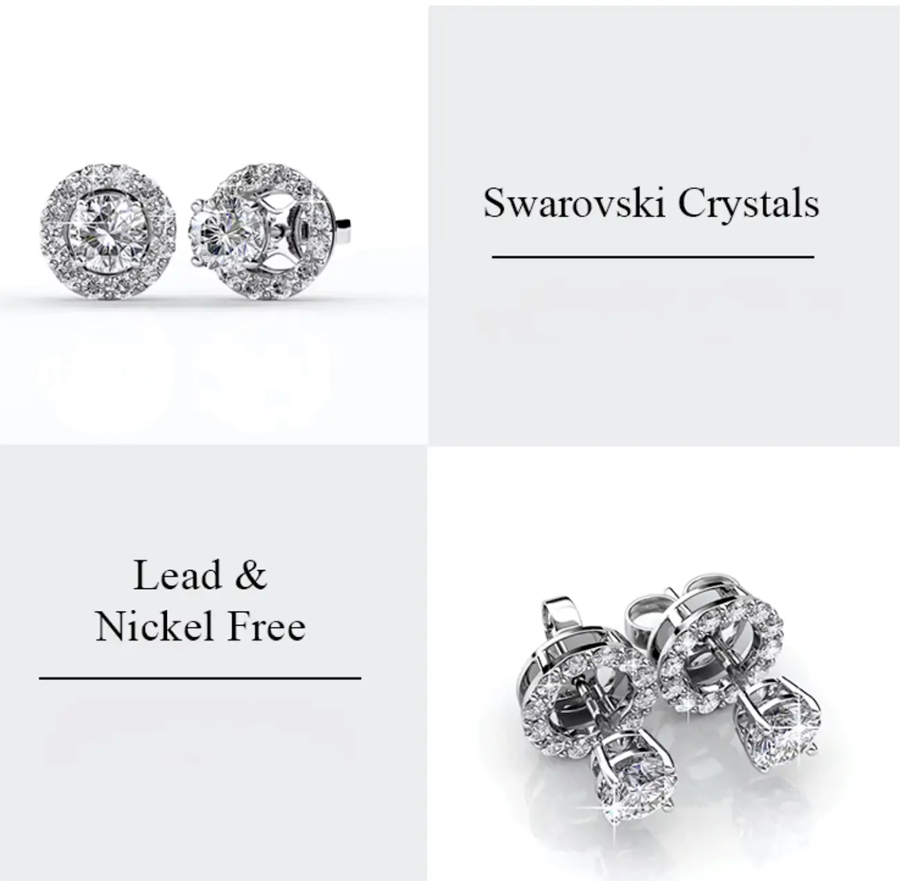 Обици на винт с австрийски кристали, два варианта на носене