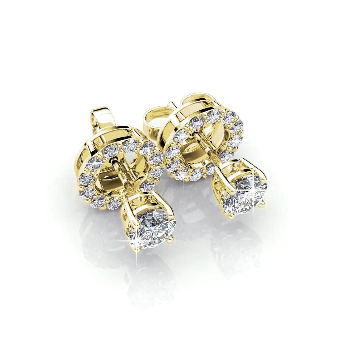 Позлатени сребърни обици с австрийски кристали Два варианта на носене – by Crystal Pro Jewellery