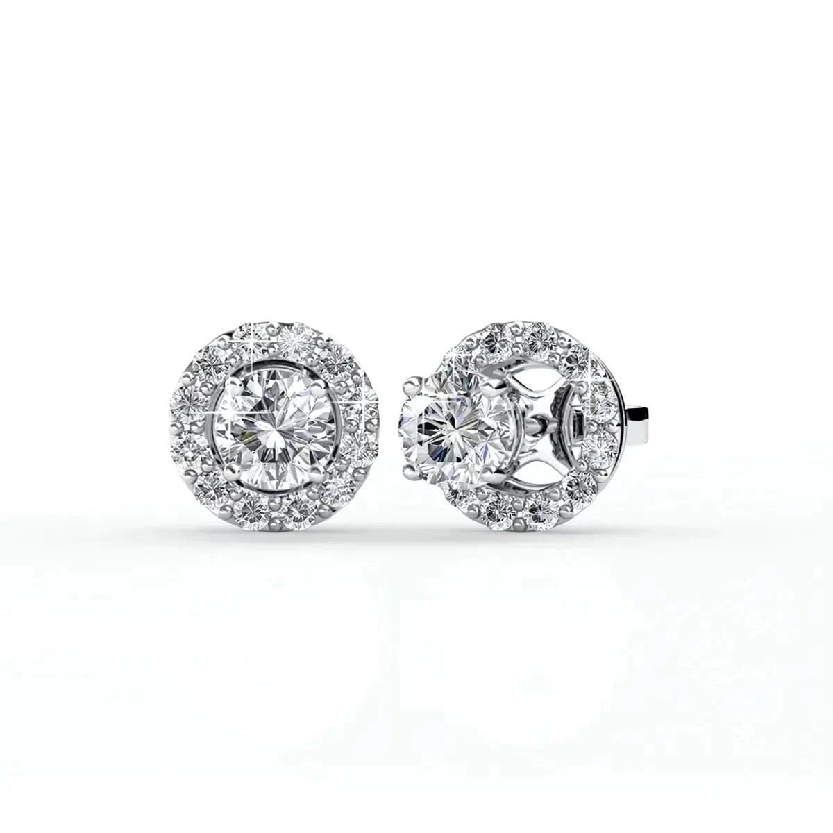 Позлатени сребърни обици с австрийски кристали Два варианта на носене – by Crystal Pro Jewellery