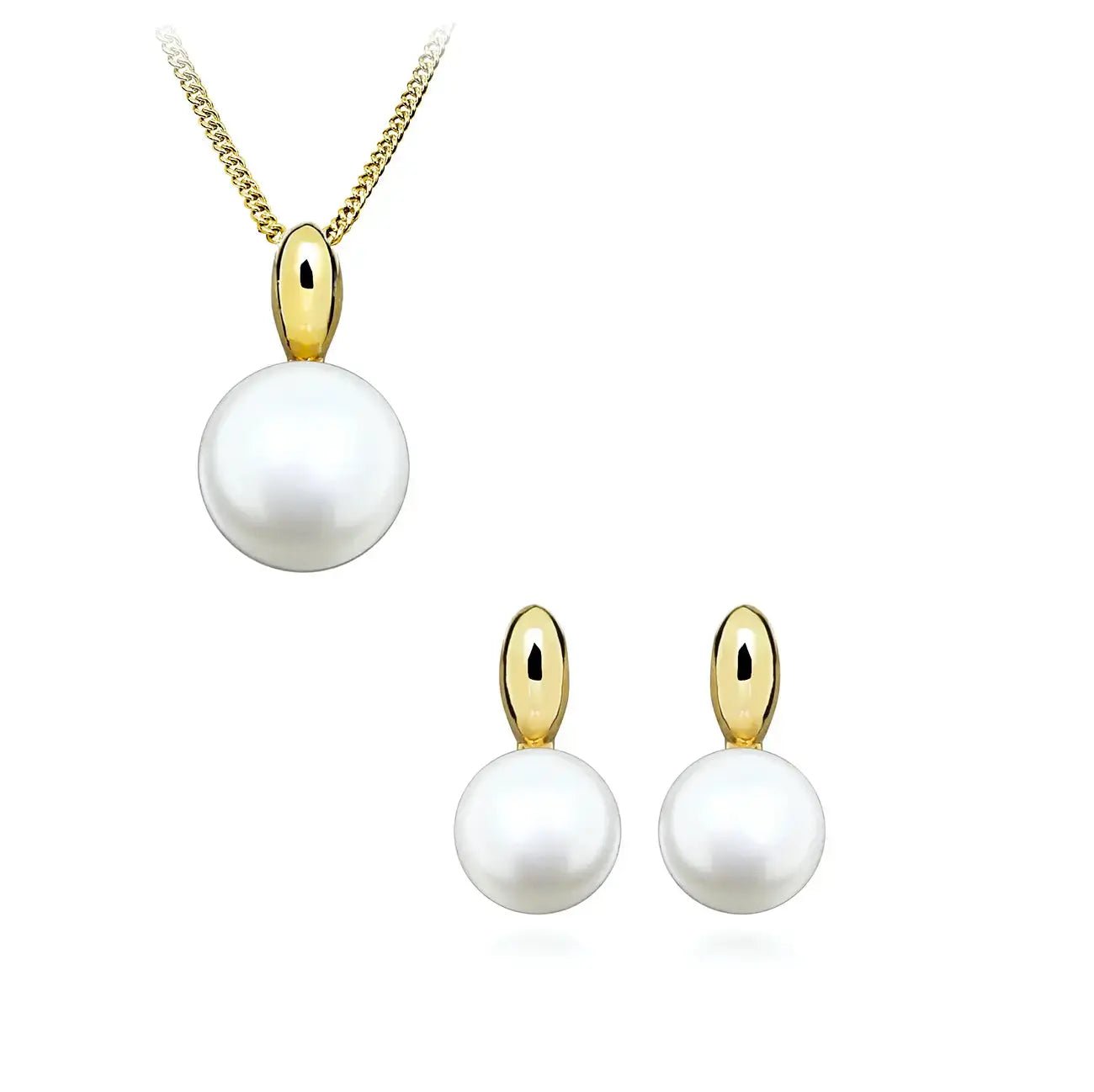 Позлатено колие с речна перла Класически дизайн Сребро 925 – by Crystal Pro Jewellery