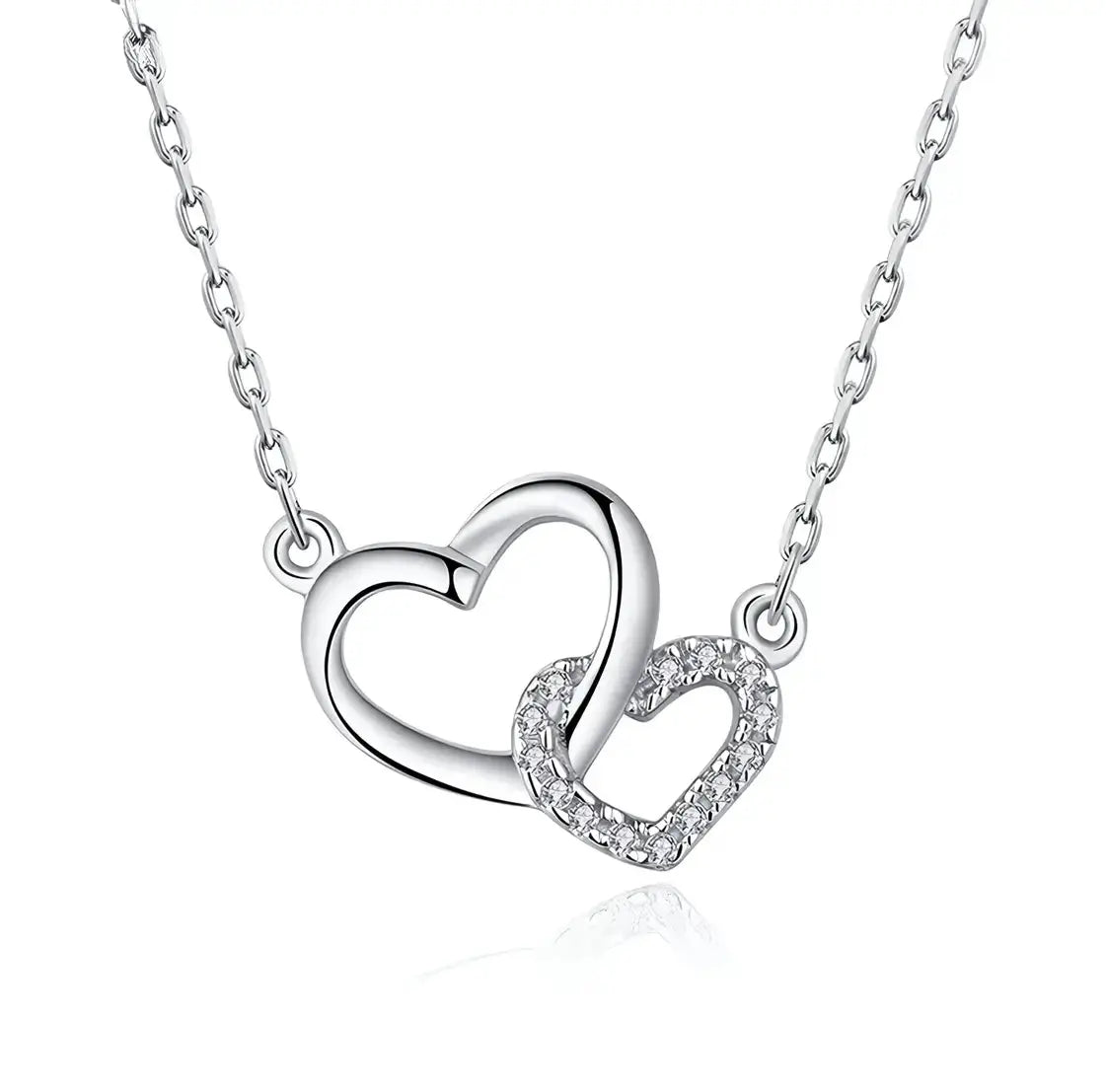 Позлатено сребърно колие Две сърца – Елегантен подарък за жена – by Crystal Pro Jewellery