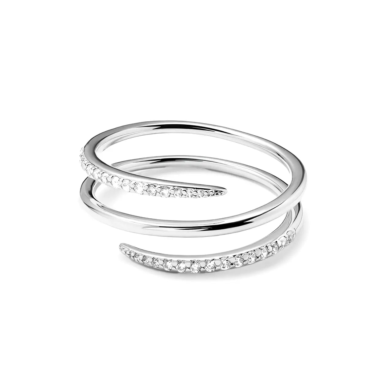 Регулируем Сребърен пръстен с 18К златно покритие и циркони – by Crystal Pro Jewellery