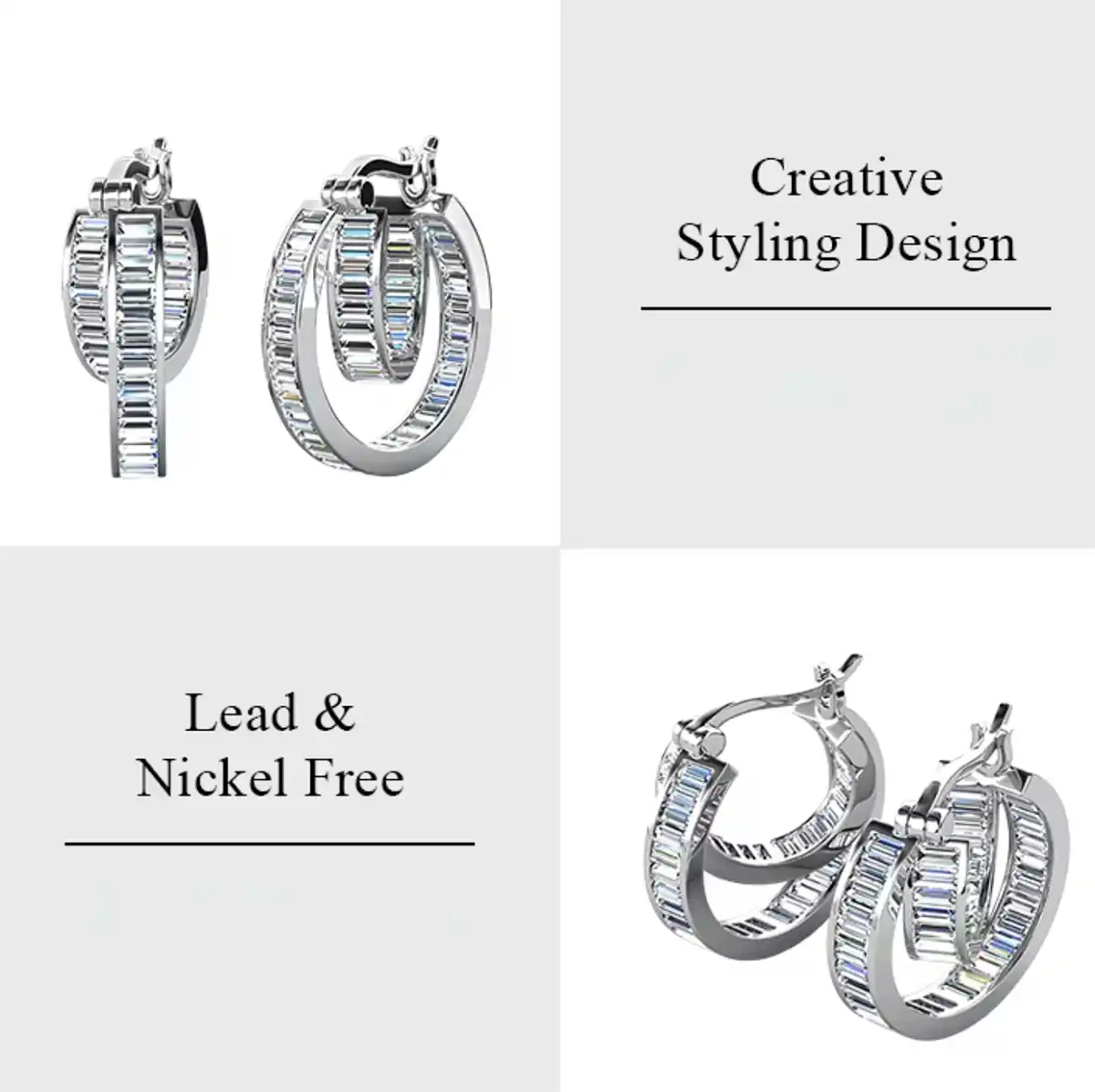 Обици халки Double Sparkle Hoops с 18К златно покритие