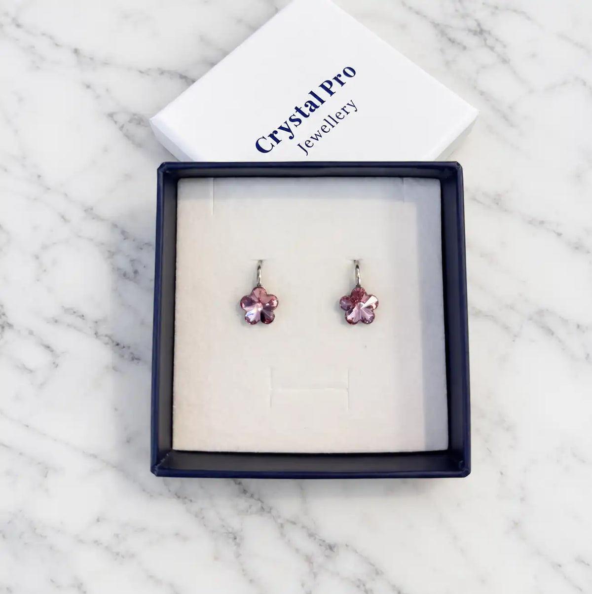 Silver Flower Earrings adorned with Swarovski® crystals