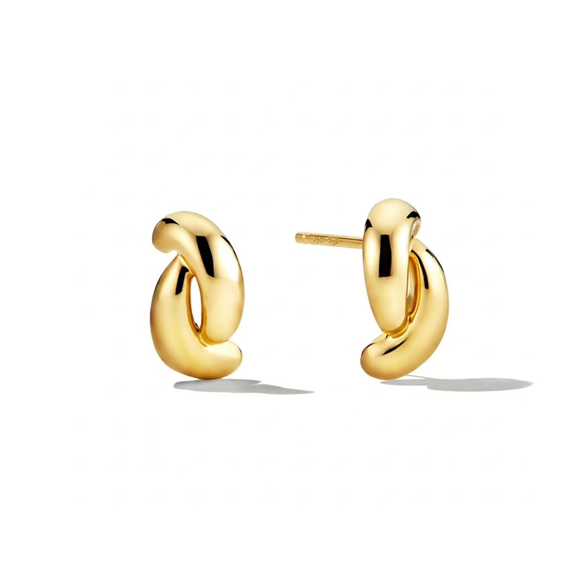 Сребърни минималистични обици с преплетен дизайн и 18к златно покритие