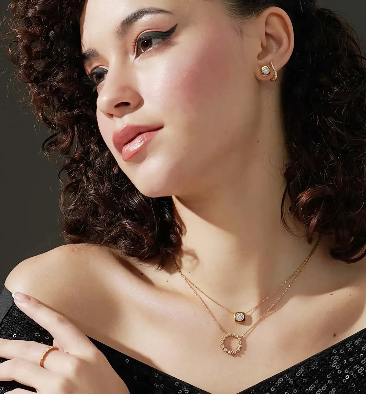 Сребърно колие Pavе Zirconia с 18К покритие Злато