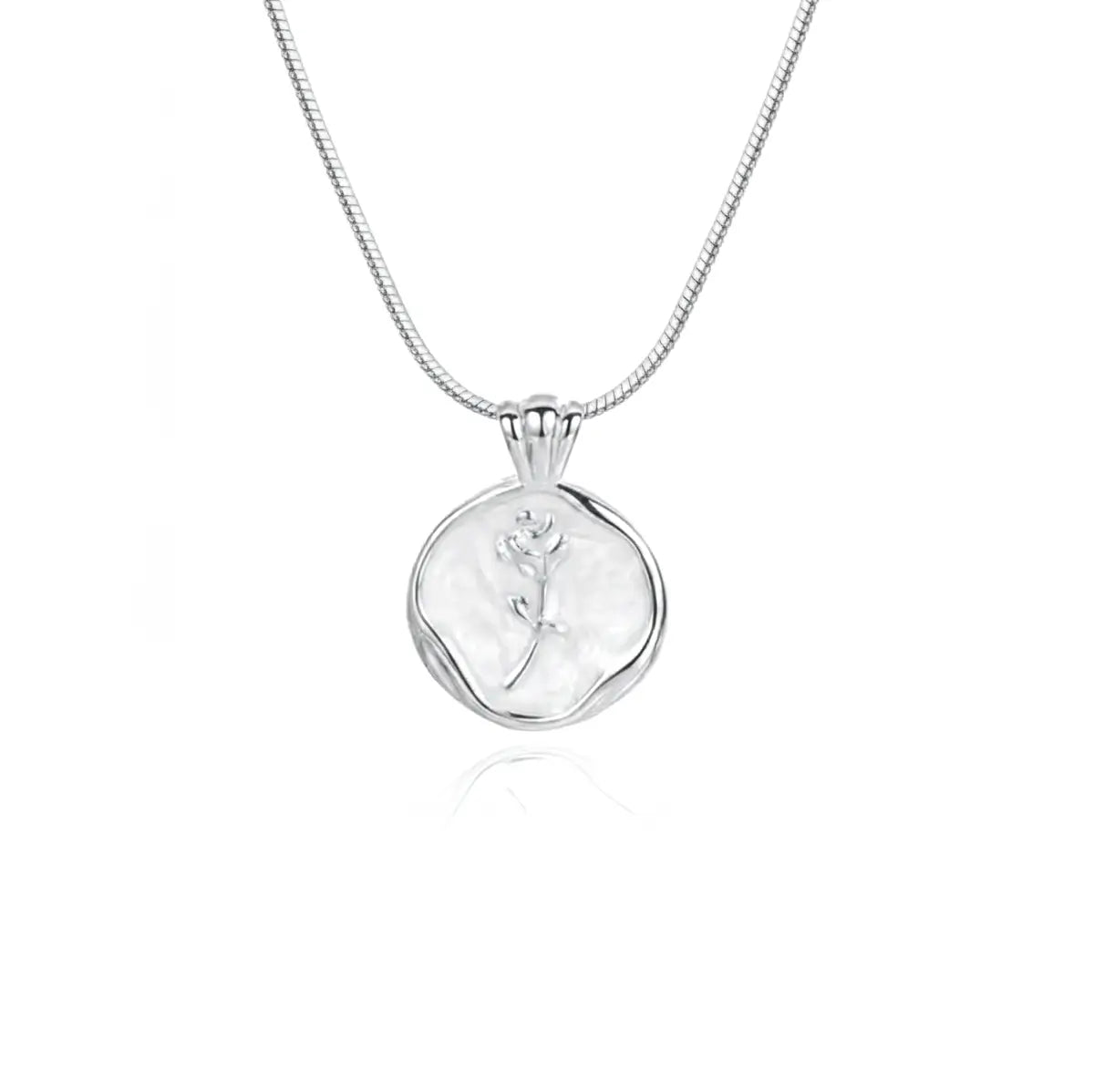 Сребърно колие с роза, винтидж стил