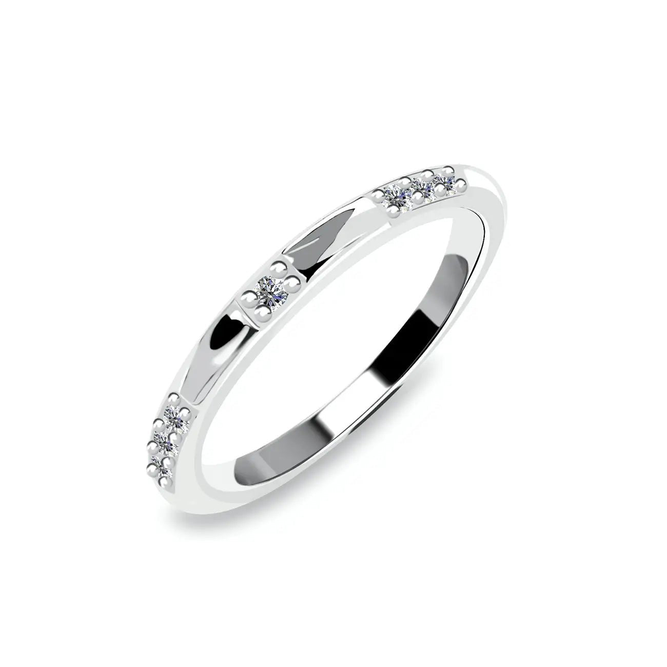 Сребърен пръстен халка с 18К покритие бяло злато и цирконии – by Crystal Pro Jewellery