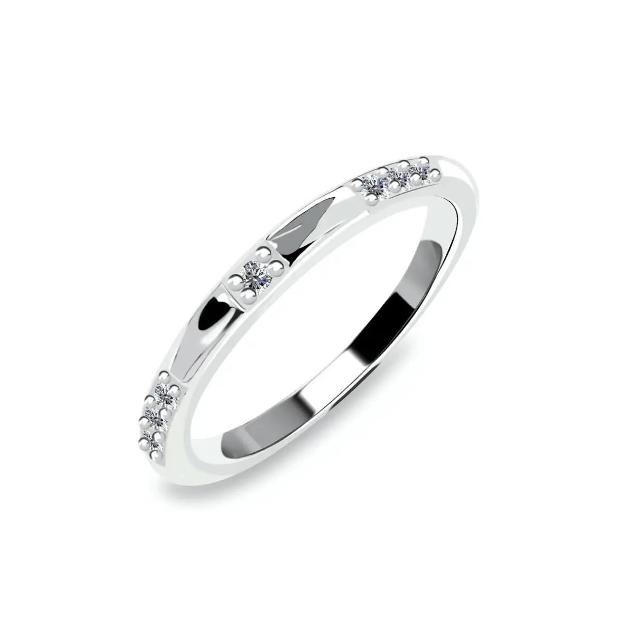 Сребърен пръстен халка с 18К покритие бяло злато и цирконии – by Crystal Pro Jewellery