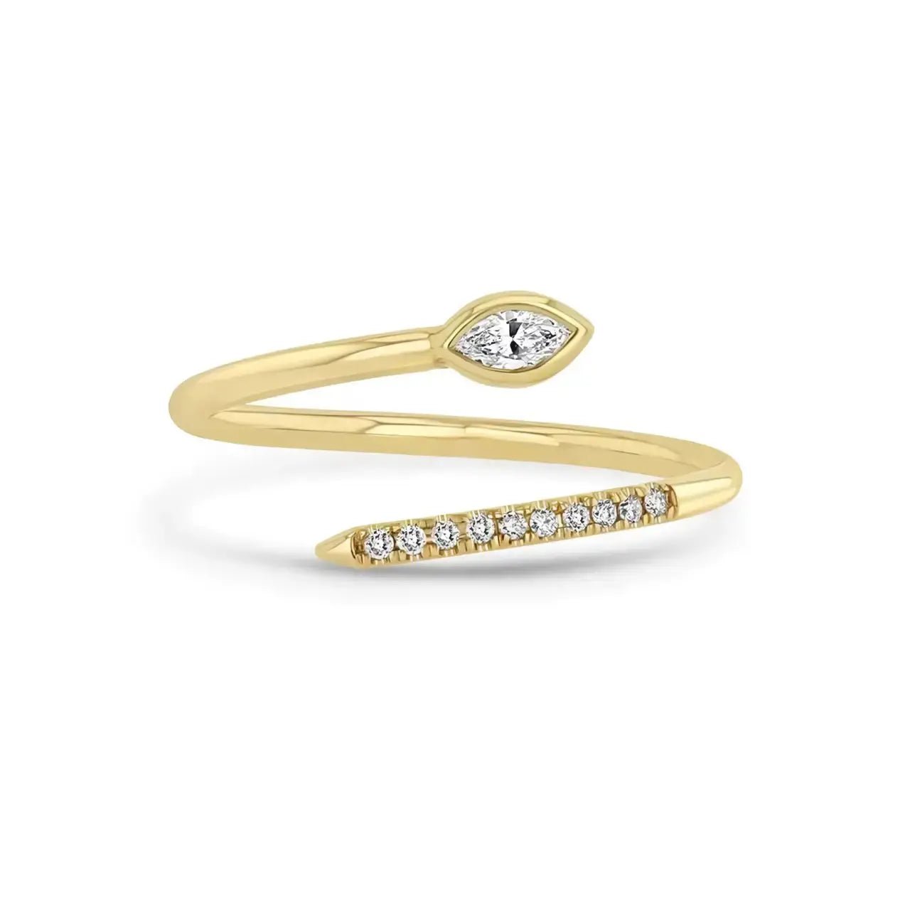 Сребърен пръстен Змия регулируем 18К златно покритие – by Crystal Pro Jewellery