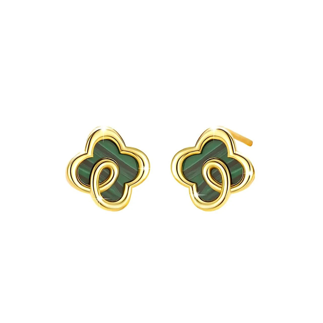 Сребърни обеци Детелина със седеф и 18К Златно покритие – by Crystal Pro Jewellery