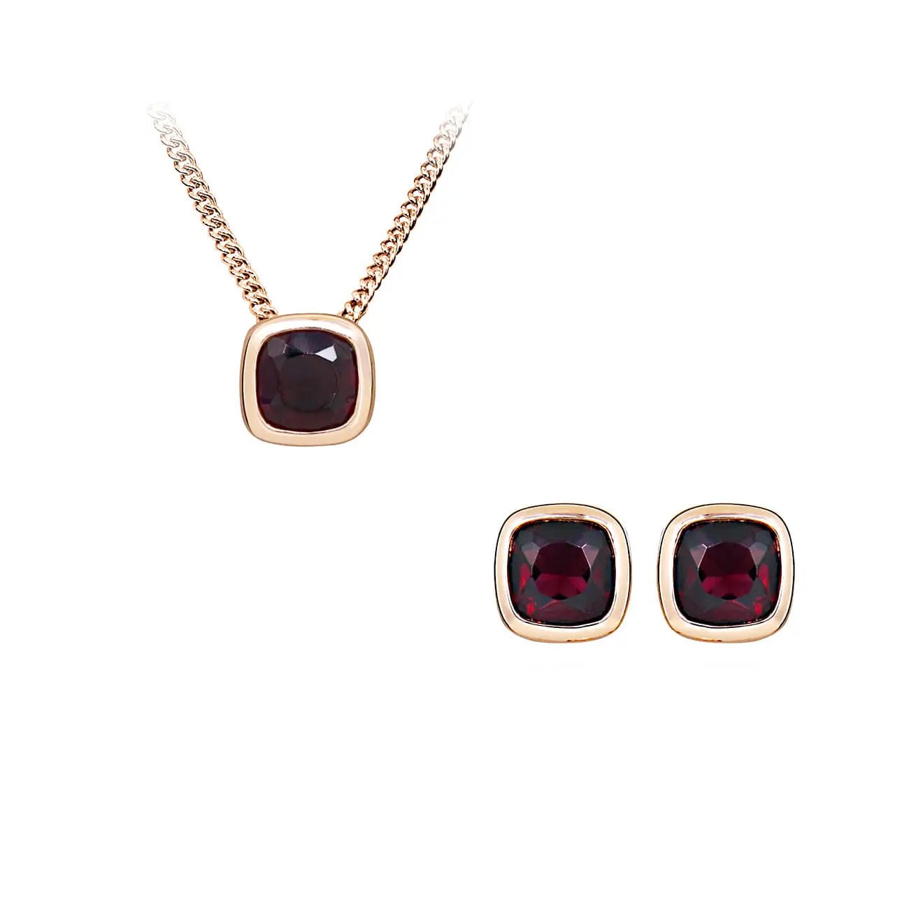 Сребърни обеци с покритие Розово злато и Нано гранат – by Crystal Pro Jewellery