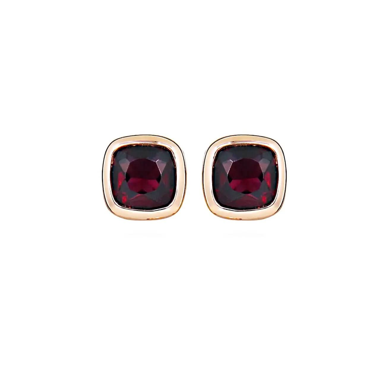 Сребърни обеци с покритие Розово злато и Нано гранат – by Crystal Pro Jewellery