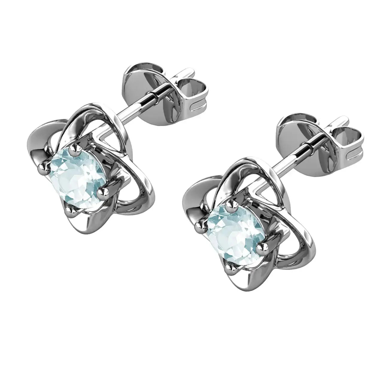 Сребърни обици Детелина с естествен Син Топаз – by Crystal Pro Jewellery