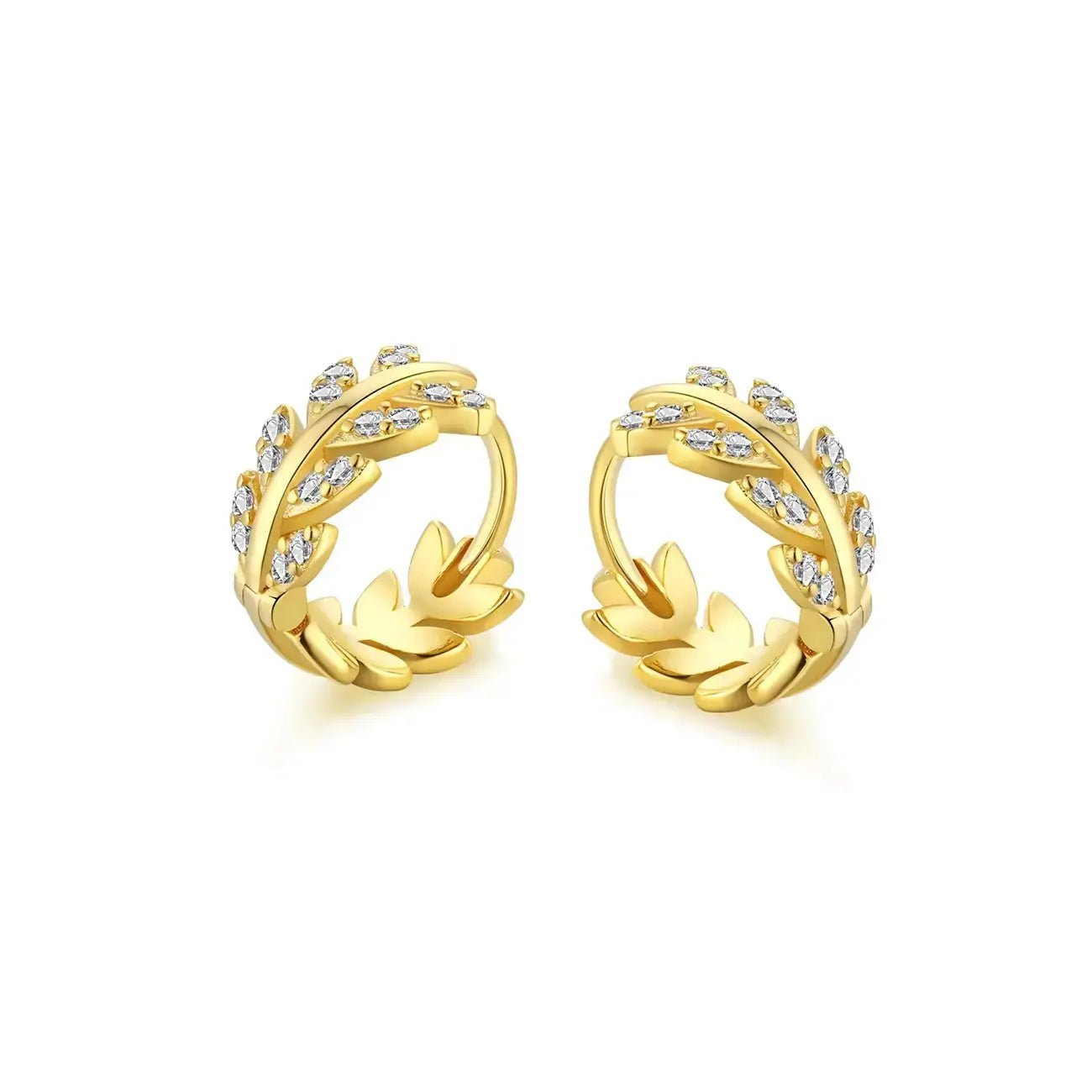 Сребърни обици халки Маслинови листа Луксозен дизайн – by Crystal Pro Jewellery