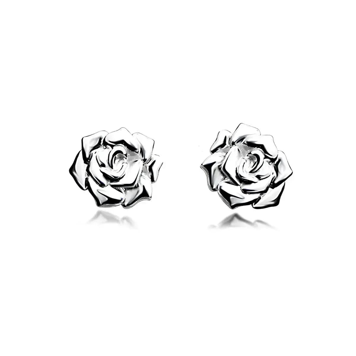 Сребърни обици на винт Дизайн на Роза – by Crystal Pro Jewellery