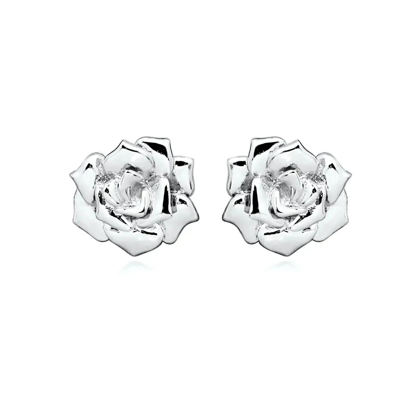 Сребърни обици на винт Дизайн на Роза – by Crystal Pro Jewellery