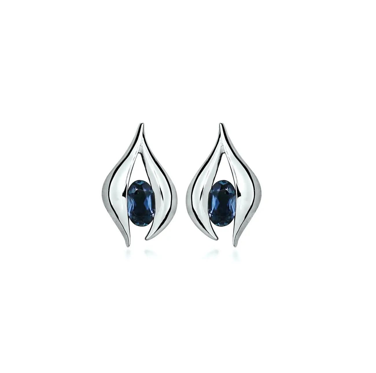 Сребърни обици на винт в мистично синьо – by Crystal Pro Jewellery