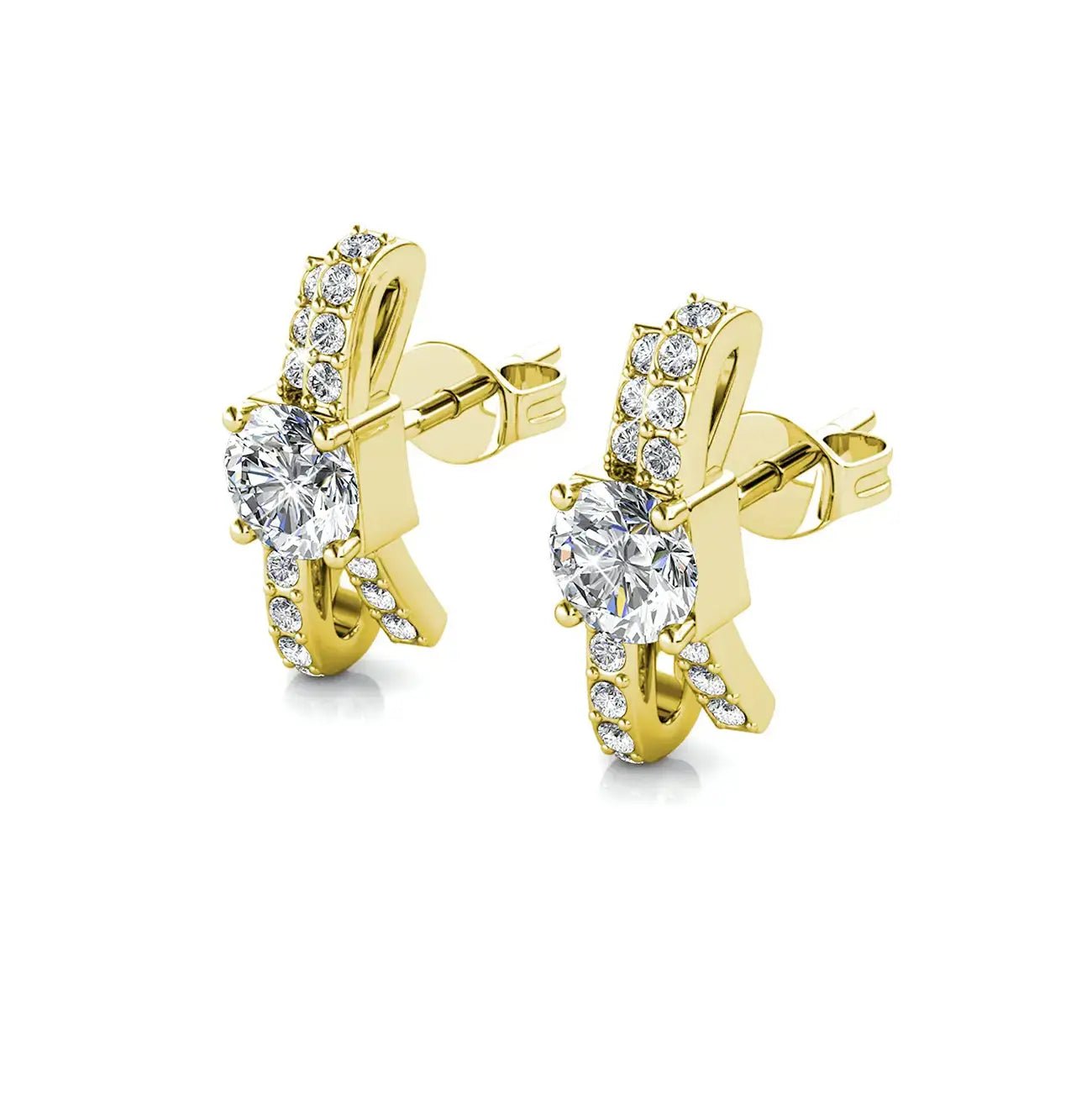 Сребърни обици Панделки с австрийски кристали – by Crystal Pro Jewellery