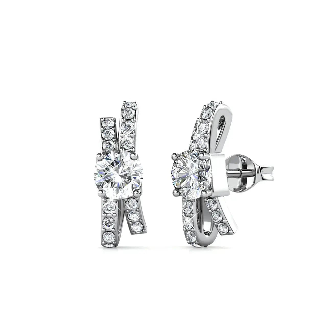 Сребърни обици Панделки с австрийски кристали – by Crystal Pro Jewellery