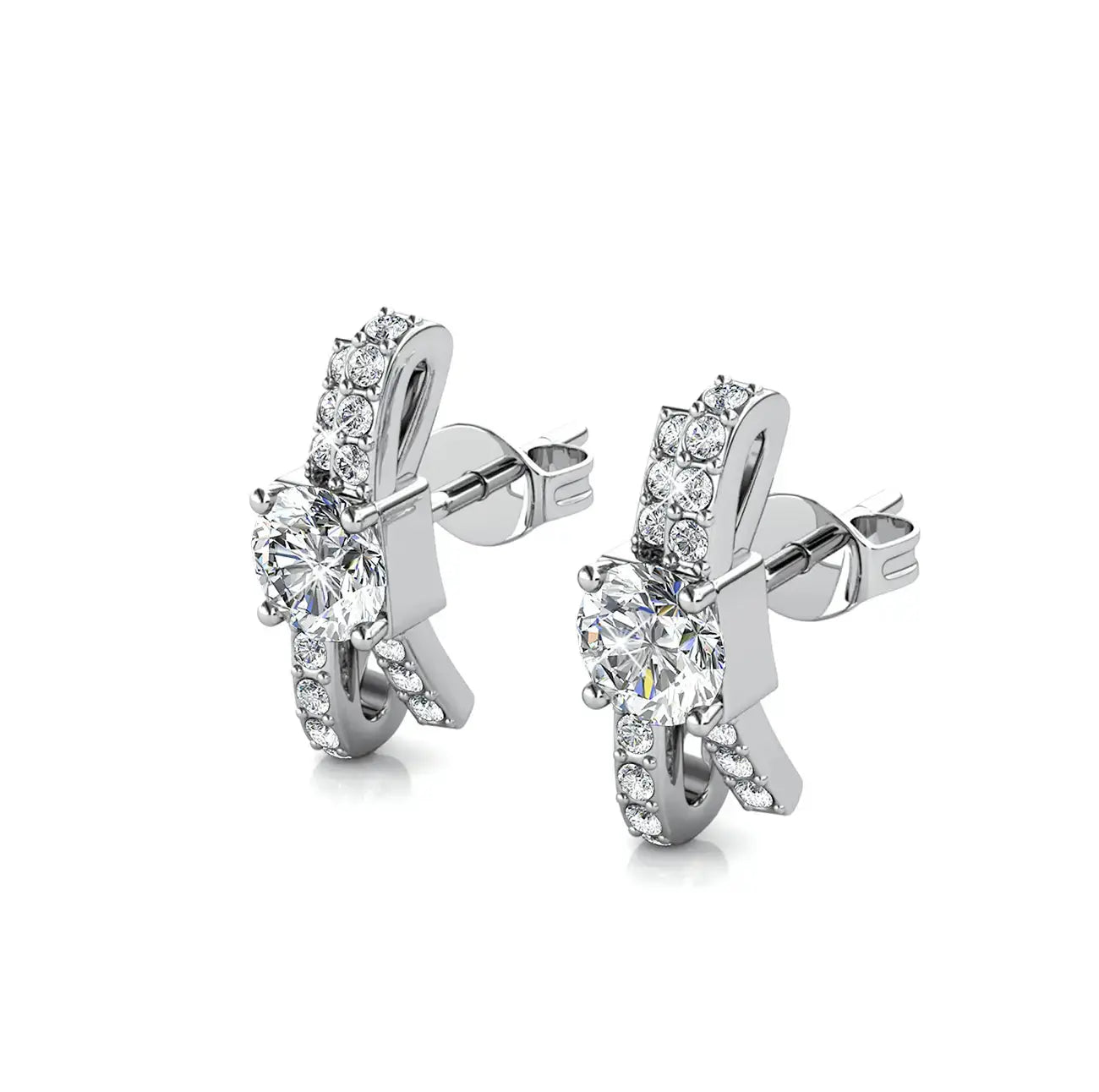 Сребърни обици Панделки с австрийски кристали – by Crystal Pro Jewellery