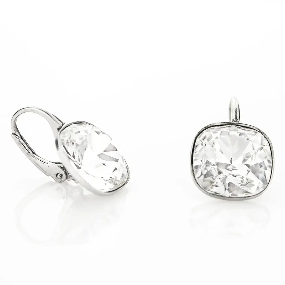 Сребърни обици Quadro с лилави кристали – by Crystal Pro Jewellery