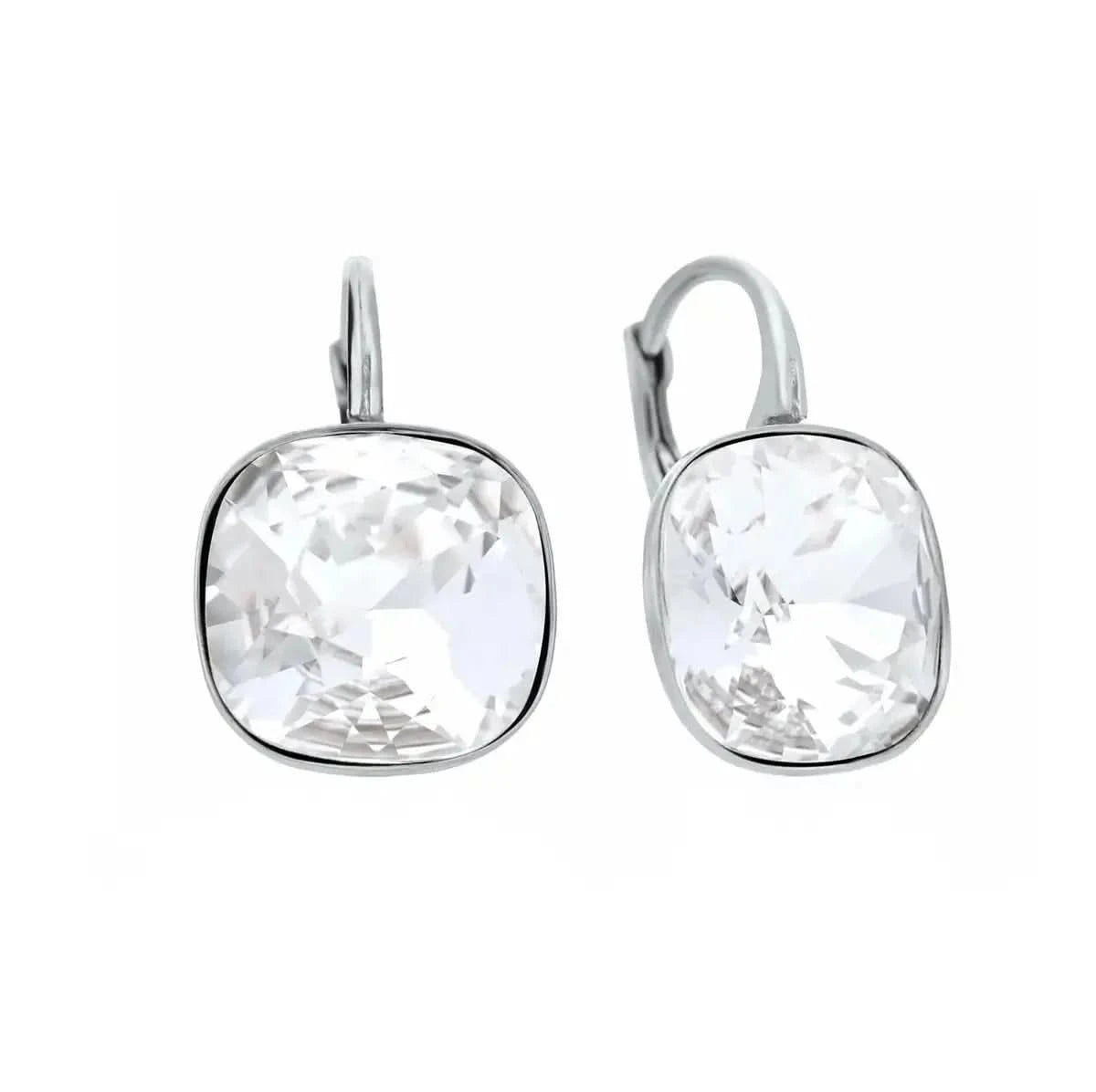 Сребърни обици Quadro с лилави кристали – by Crystal Pro Jewellery