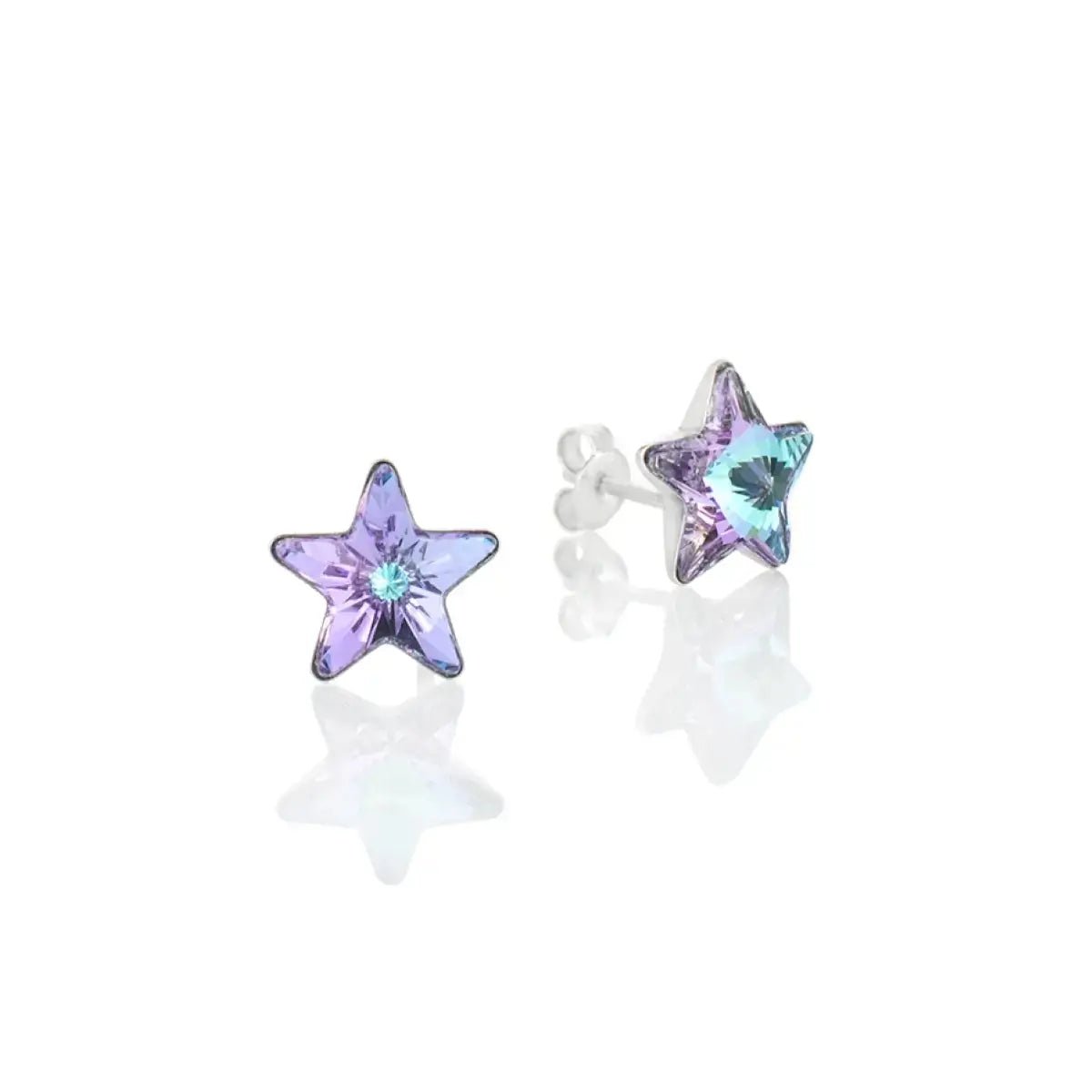 Сребърни обици с австрийски кристали със звезден акцент – by Crystal Pro Jewellery