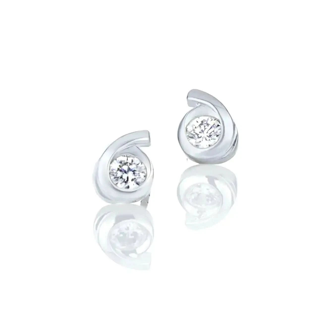 Сребърни обици с блестящи цирконии изчистен дизайн – by Crystal Pro Jewellery