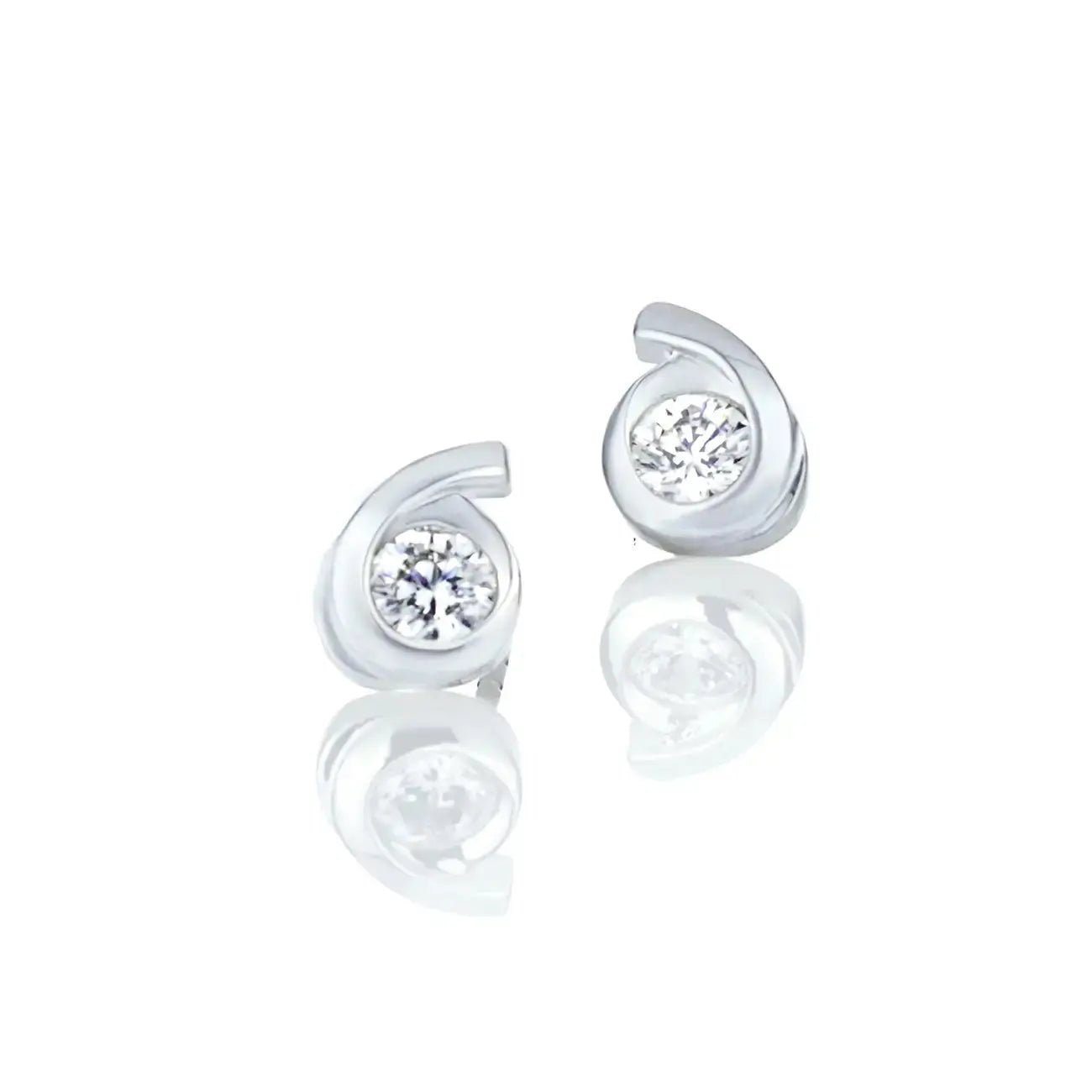 Сребърни обици с блестящи цирконии изчистен дизайн – by Crystal Pro Jewellery