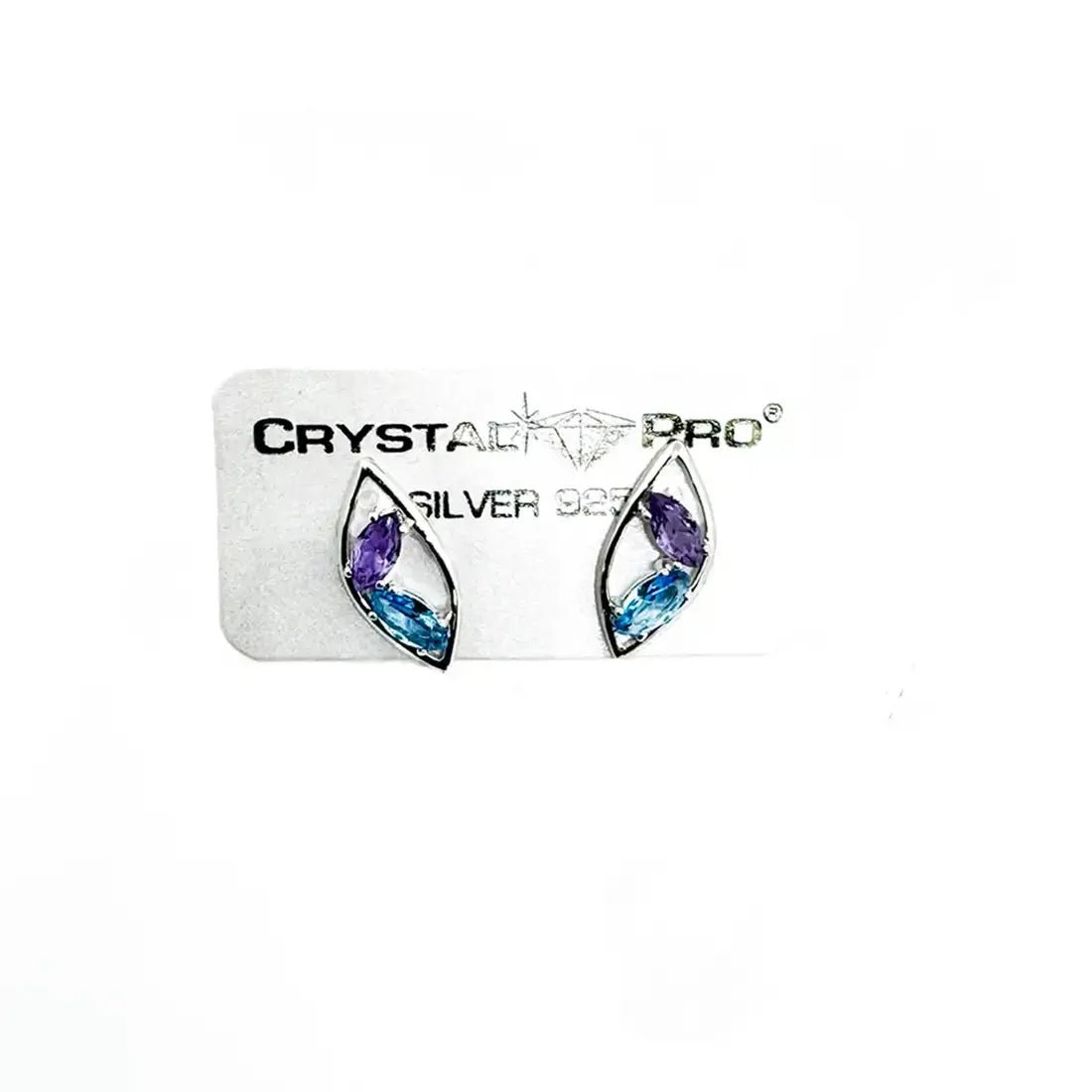 Сребърни обици с Нано камъни и форма на листо – by Crystal Pro Jewellery