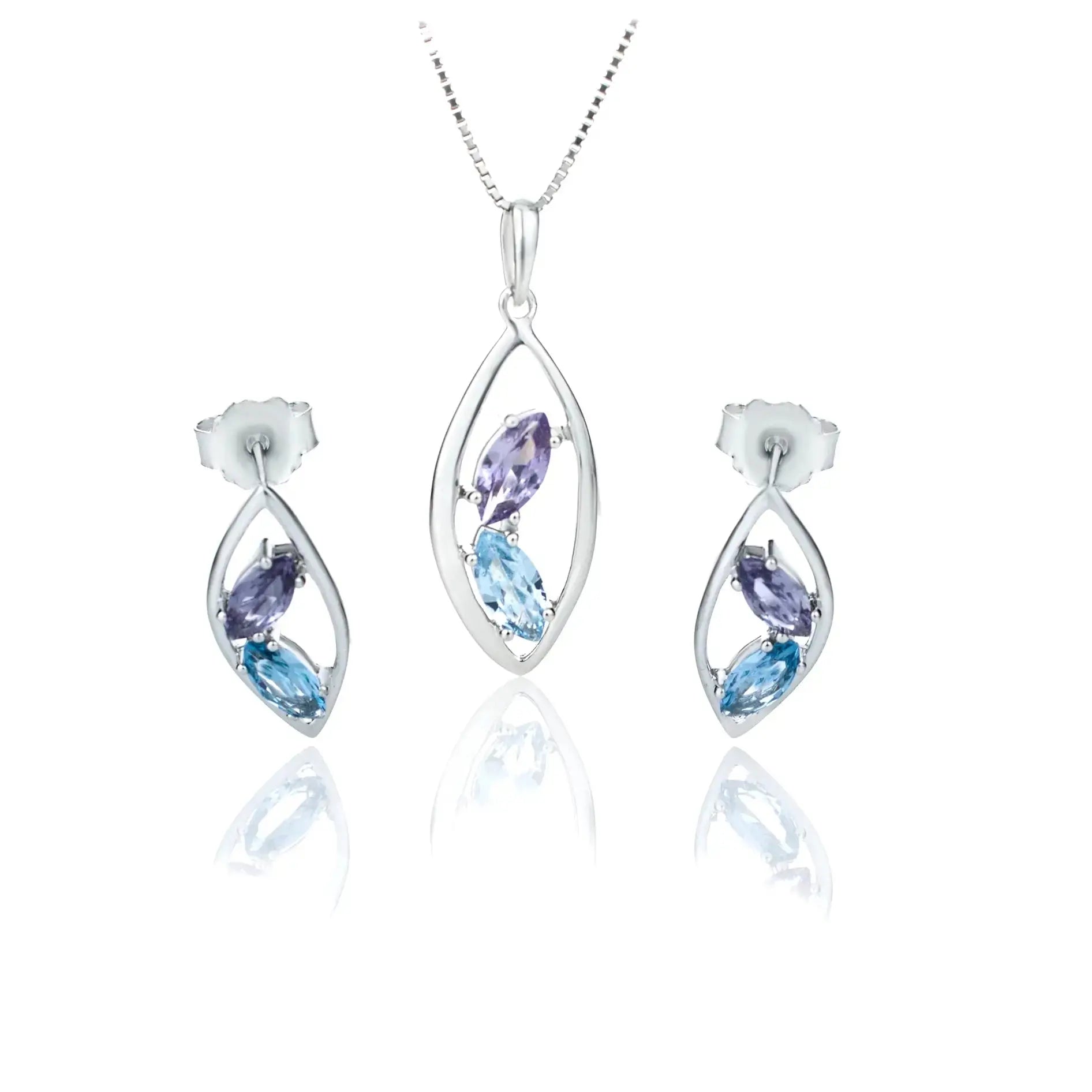 Сребърни обици с Нано камъни и форма на листо – by Crystal Pro Jewellery