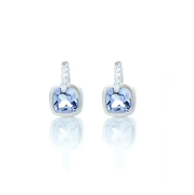Сребърни обици с нежен дизайн в сиво - сини нюанси – by Crystal Pro Jewellery