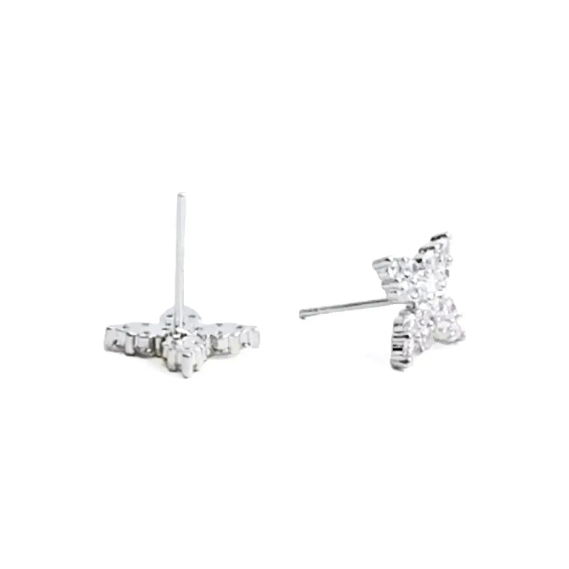 Сребърни обици с цирконии Четирилистна детелина – by Crystal Pro Jewellery