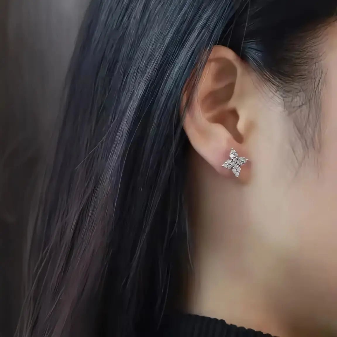 Сребърни обици с цирконии Четирилистна детелина – by Crystal Pro Jewellery