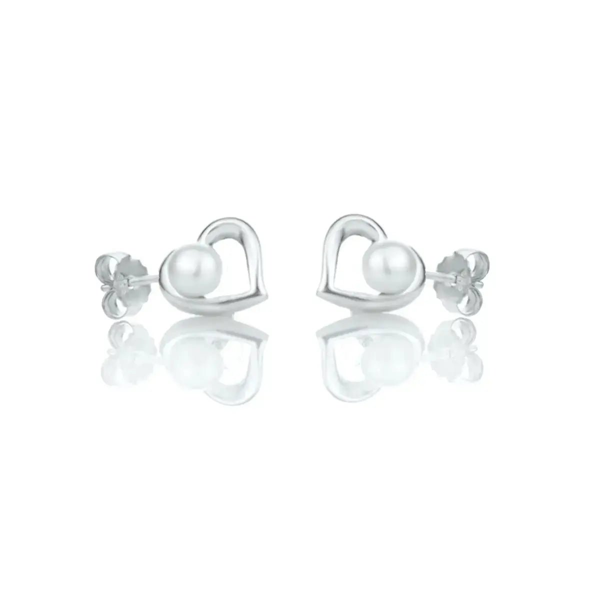 Сребърни обици сърца с речна перла – by Crystal Pro Jewellery