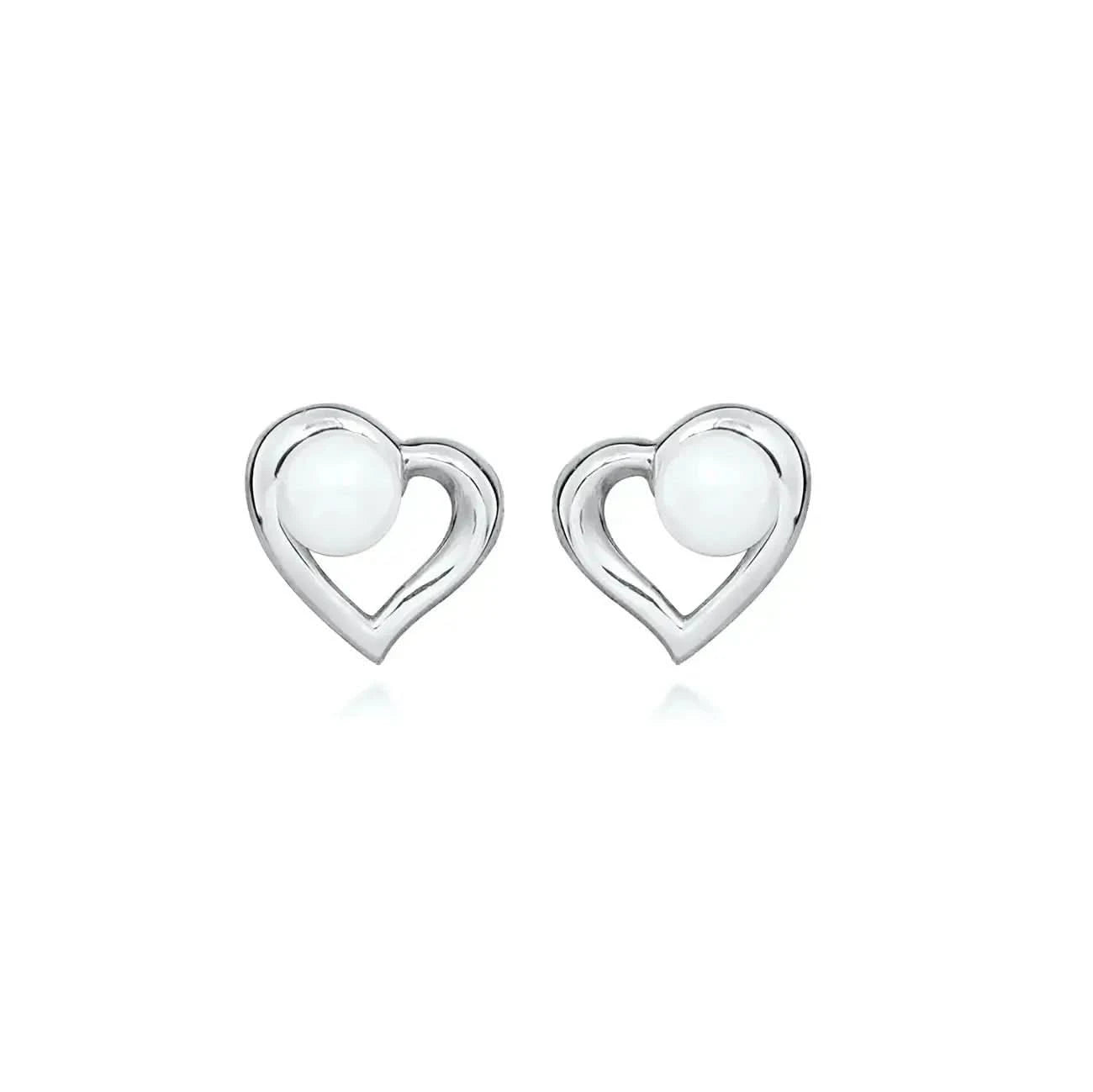 Сребърни обици сърца с речна перла – by Crystal Pro Jewellery