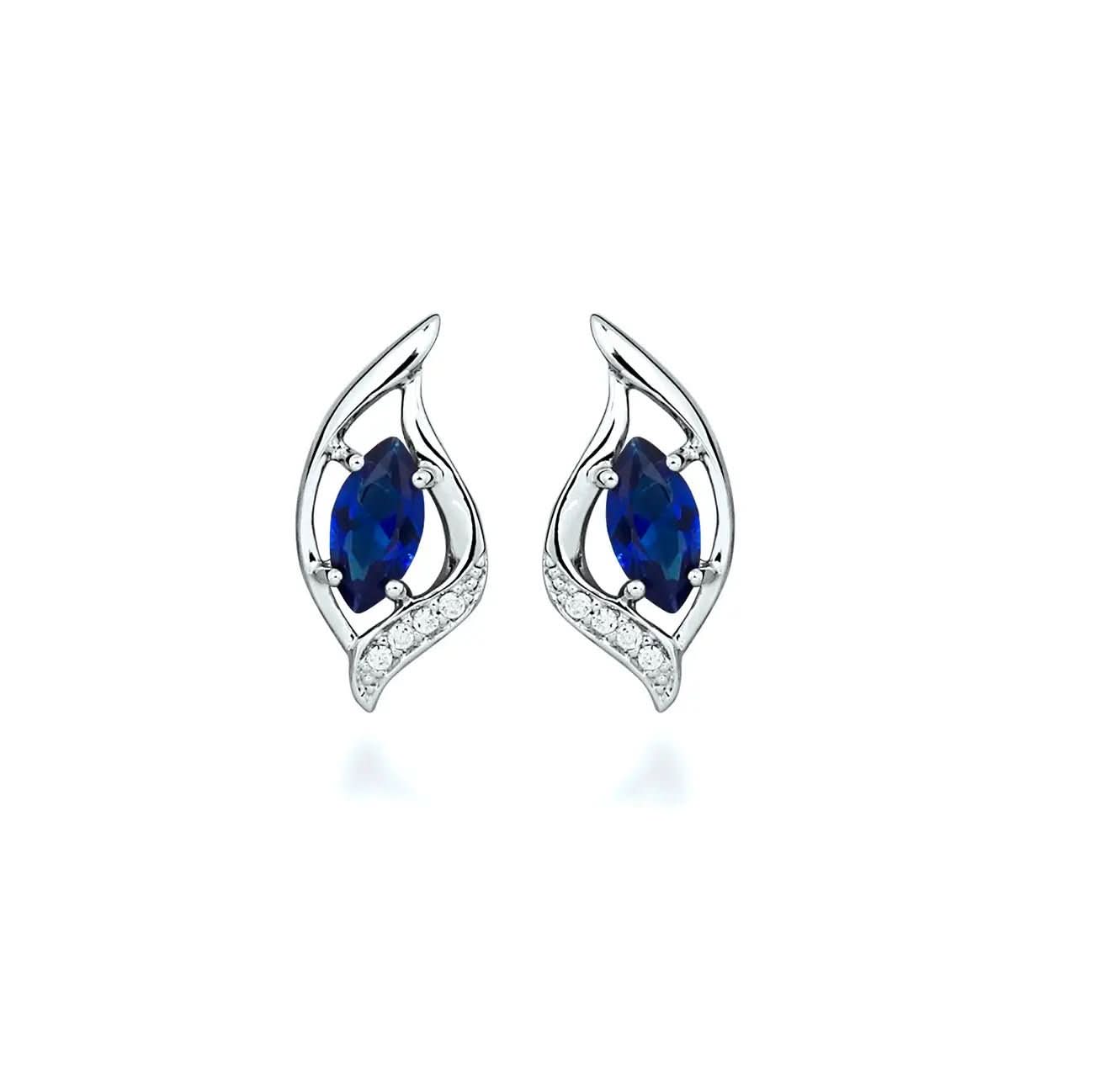 Сребърни обици със сапфирен блясък и бели цирконии – by Crystal Pro Jewellery