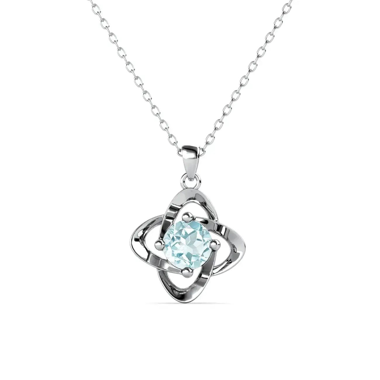 Сребърно колие Детелина с естествен Син Топаз – by Crystal Pro Jewellery