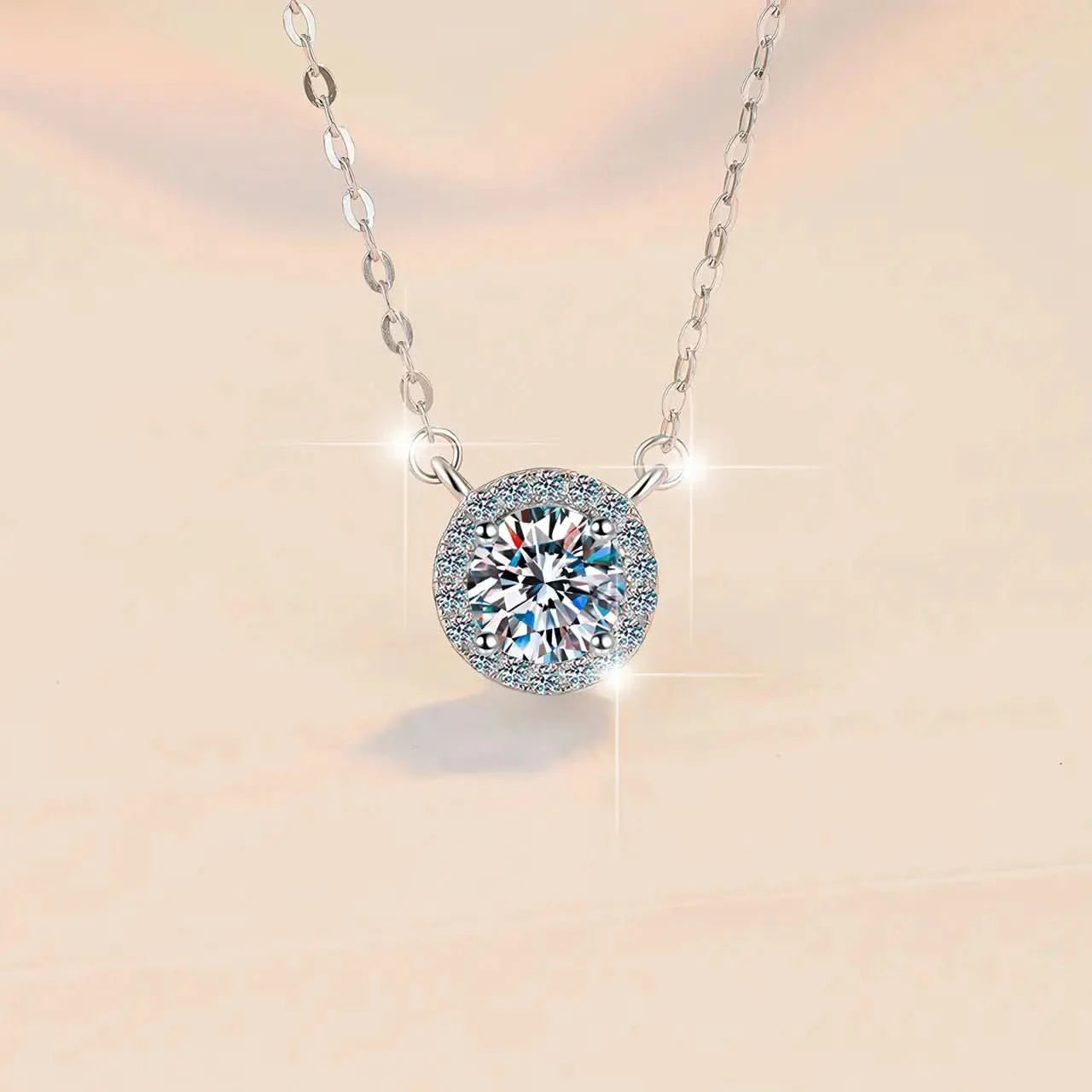 Сребърно колие Halo с блестящи цирконии – by Crystal Pro Jewellery