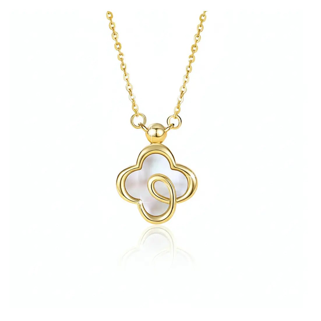 Сребърно колие с Детелина от седеф и 18К Златно покритие – by Crystal Pro Jewellery