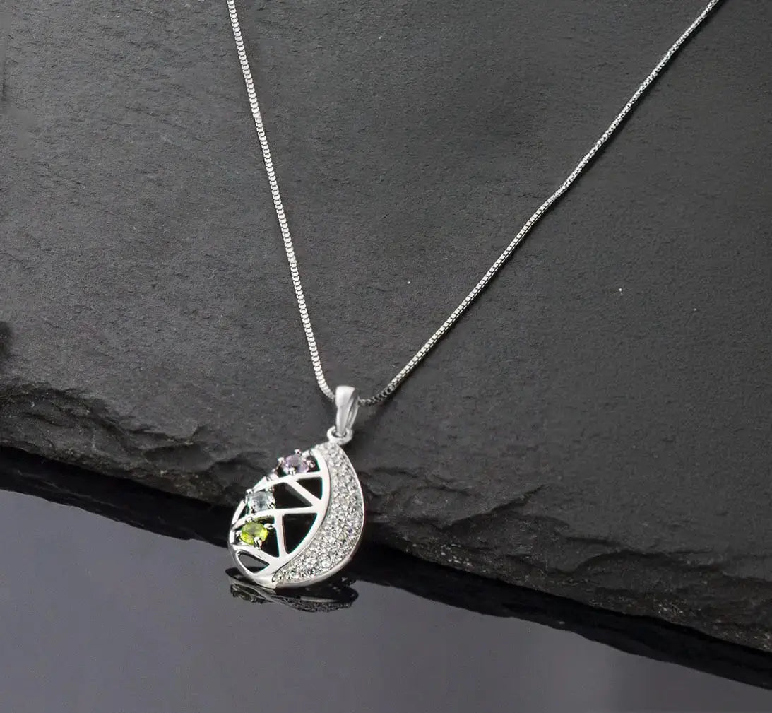 Сребърно колие с луксозен цветен блясък – by Crystal Pro Jewellery