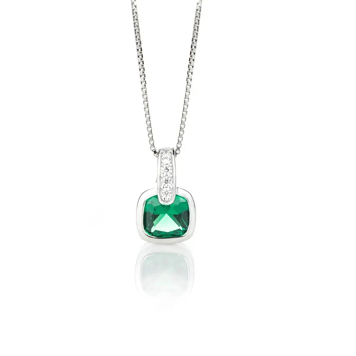 Сребърно колие с нежен квадратен дизайн в сиво - сини нюанси – by Crystal Pro Jewellery