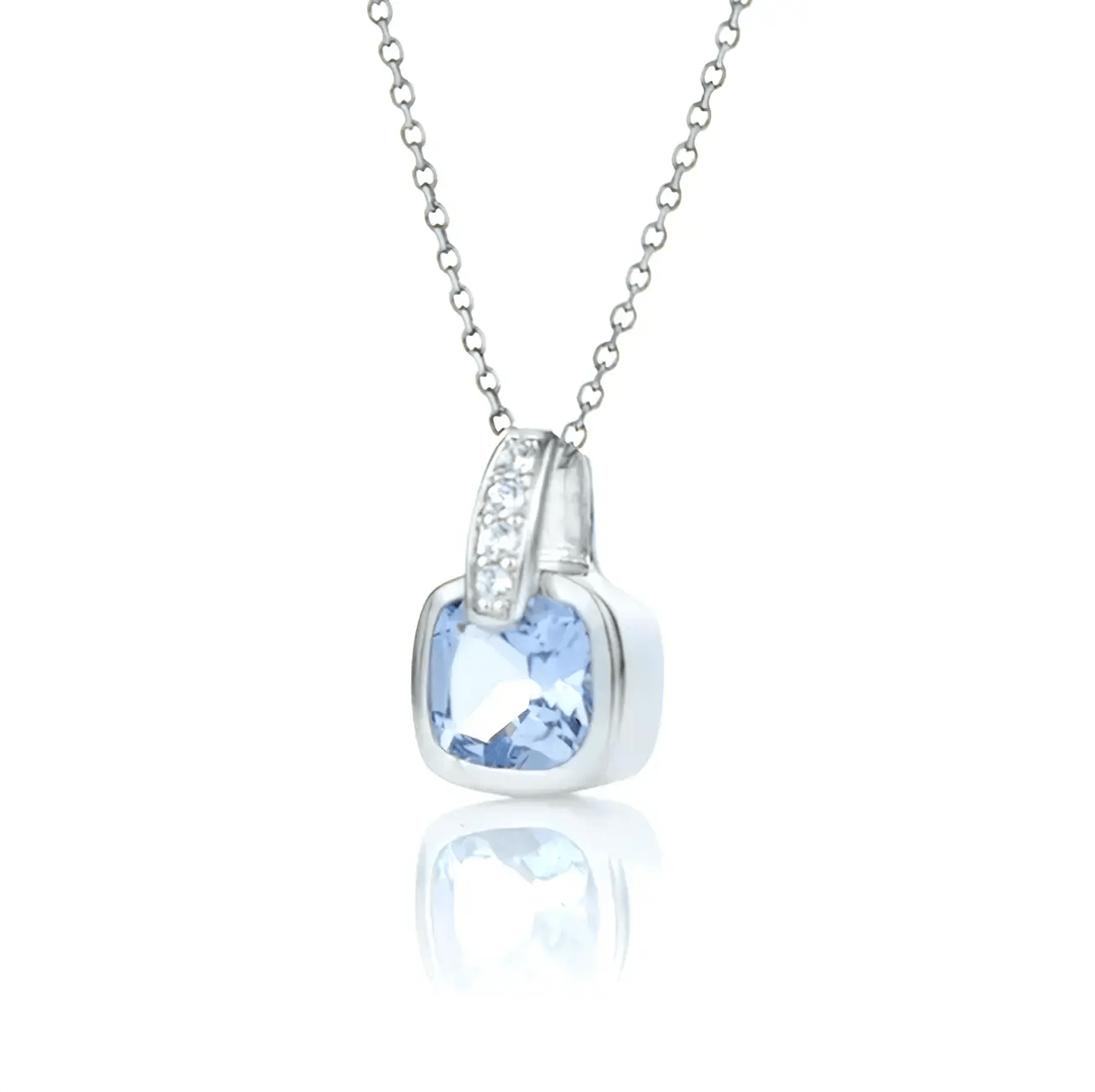 Сребърно колие с нежен квадратен дизайн в сиво - сини нюанси – by Crystal Pro Jewellery