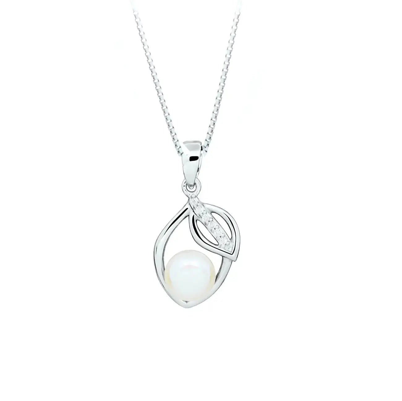 Сребърно колие с Речна Перла Дизайн на листо – by Crystal Pro Jewellery