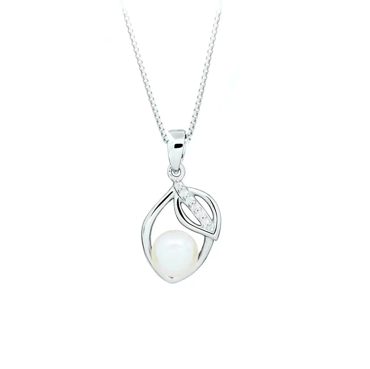 Сребърно колие с Речна Перла Дизайн на листо – by Crystal Pro Jewellery