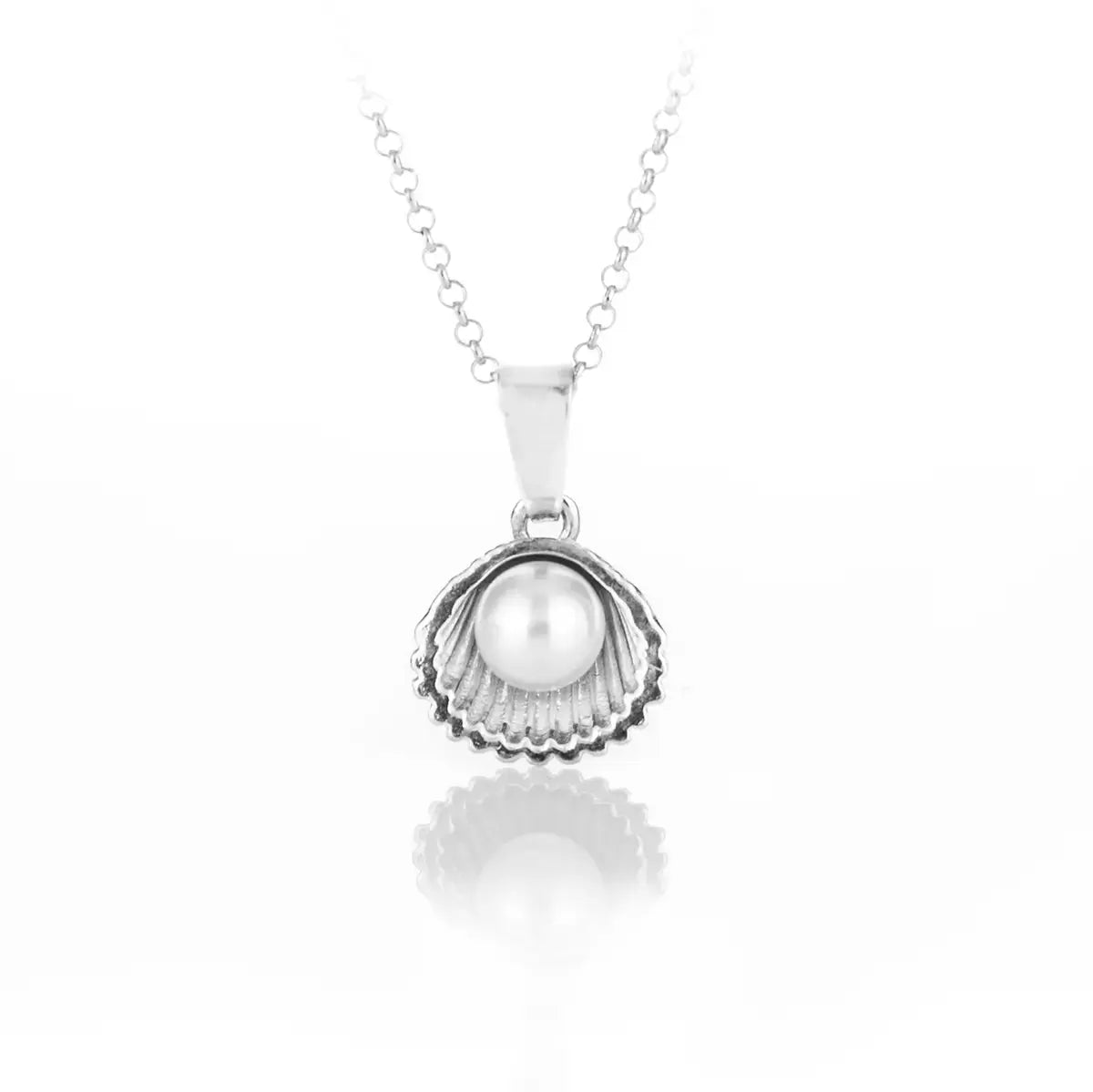 Сребърно колие Seashell с бяла перла – by Crystal Pro Jewellery