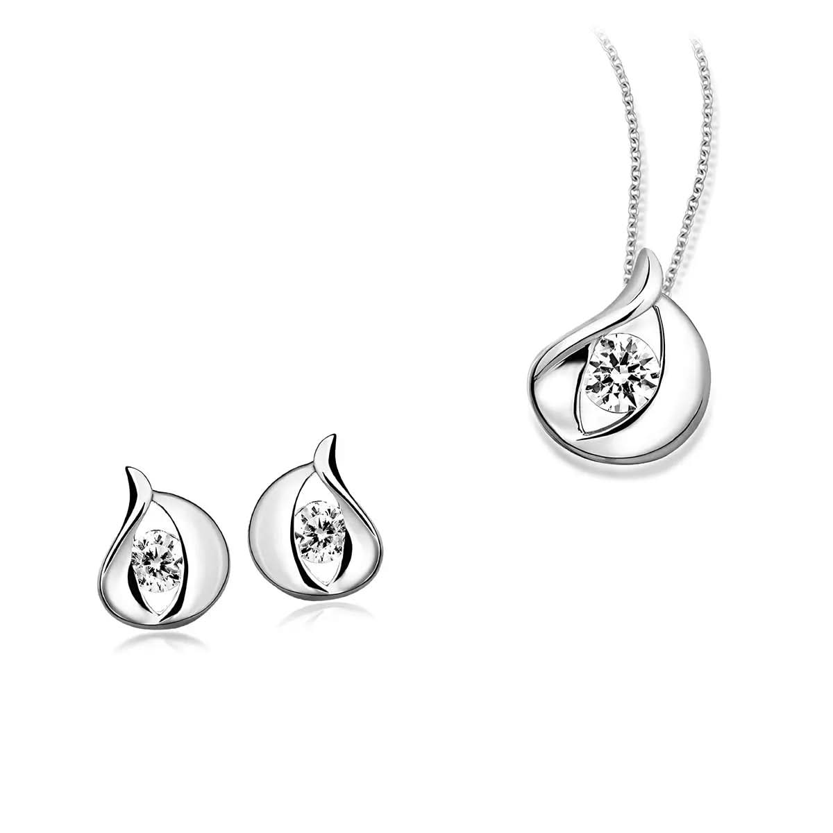 Сребърно колие Сълза с бляскав цирконий – by Crystal Pro Jewellery